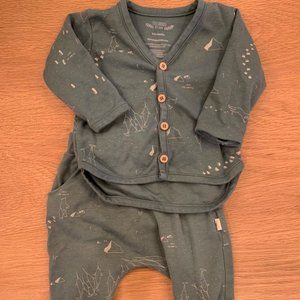 Red Caribou Cardigan and Pant set, Size 0-3 months